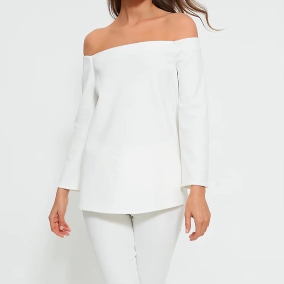 Tuckernuck Miranda Off Shoulder 3/4 Length Top White NWOT XS - Picture 2 of 13